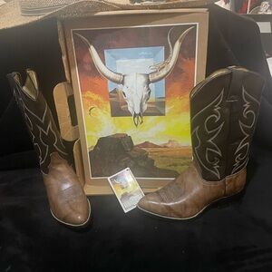 Abilene Leather Cowboy Boots Size 9 Extra Wide